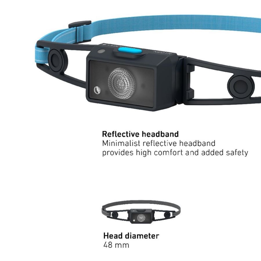Ledlenser NEO1R - dimmbare wiederaufladbare LED-Stirnlampe LED/730 mAh IP67 250 lm 15 h blau