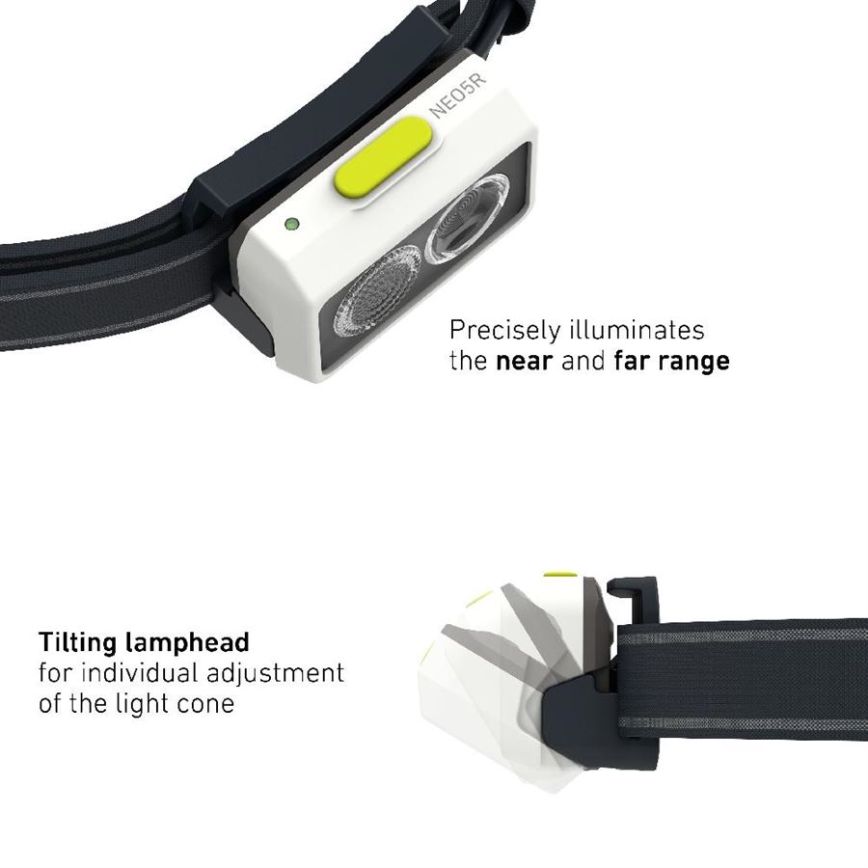 Ledlenser NEO5R - dimm- und wiederaufladbare LED-Stirnlampe LED/1800 mAh IP54 600 lm 35 h schwarz/weiß