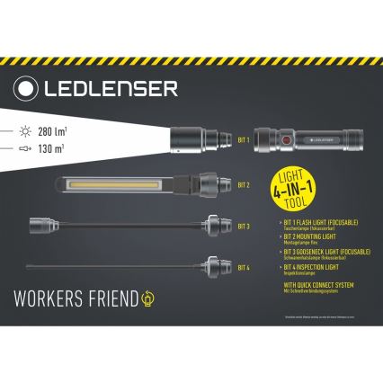 Ledlenser WORKERS FRIEND - dimmbare, wiederaufladbare LED-Taschenlampe LED/2500 mAh 280 lm 80 h schwarz