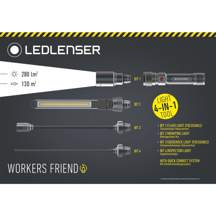 Ledlenser WORKERS FRIEND - dimmbare, wiederaufladbare LED-Taschenlampe LED/2500 mAh 280 lm 80 h schwarz