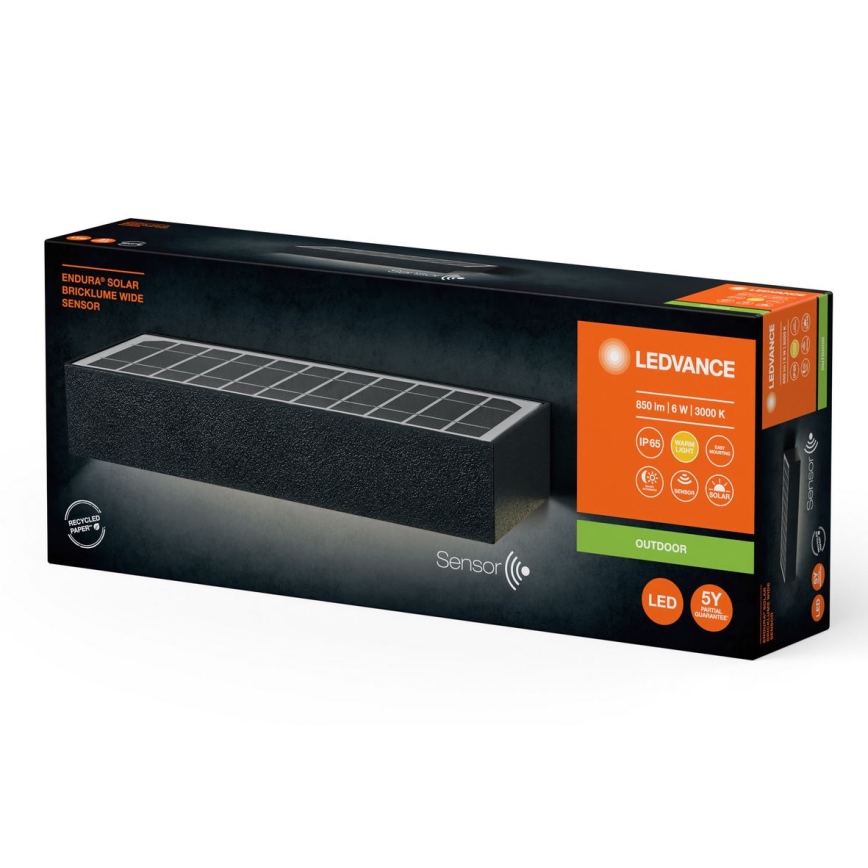 Ledvance - LED Solar-Wandleuchte mit Bewegungs- und Dämmerungssensor ENDURA SOLAR LED/6W/4,2V 3000 mAh IP65