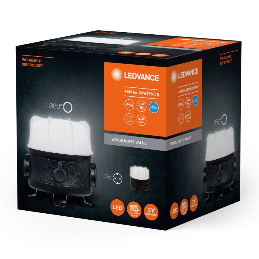 Ledvance - LED Arbeitsleuchte mit 2 Steckdosen WORKLIGHT SOCKET LED/30W/230V IP54