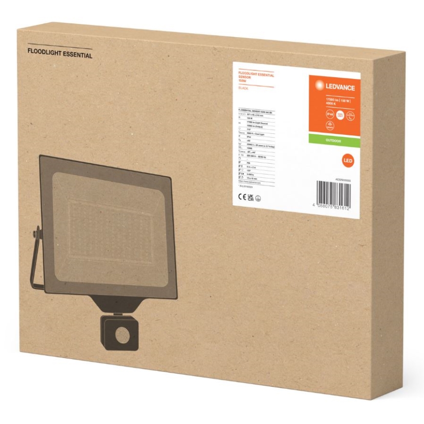 Ledvance - LED Außenwandleuchte mit Sensor FLOODLIGHT ESSENTIAL LED/150W/230V IP65