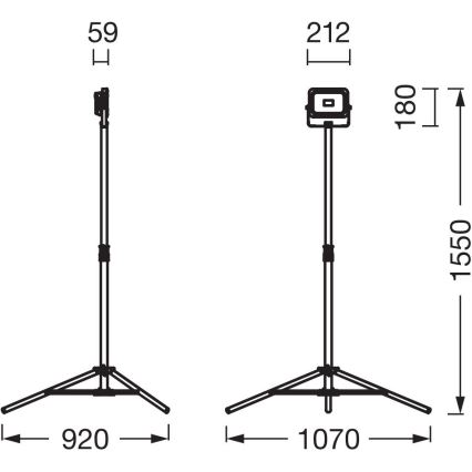 Ledvance - LED-Dimmstrahler mit Halterung WORKLIGHT TRIPOD LED/20W/3,7V 1500 mAh IP54