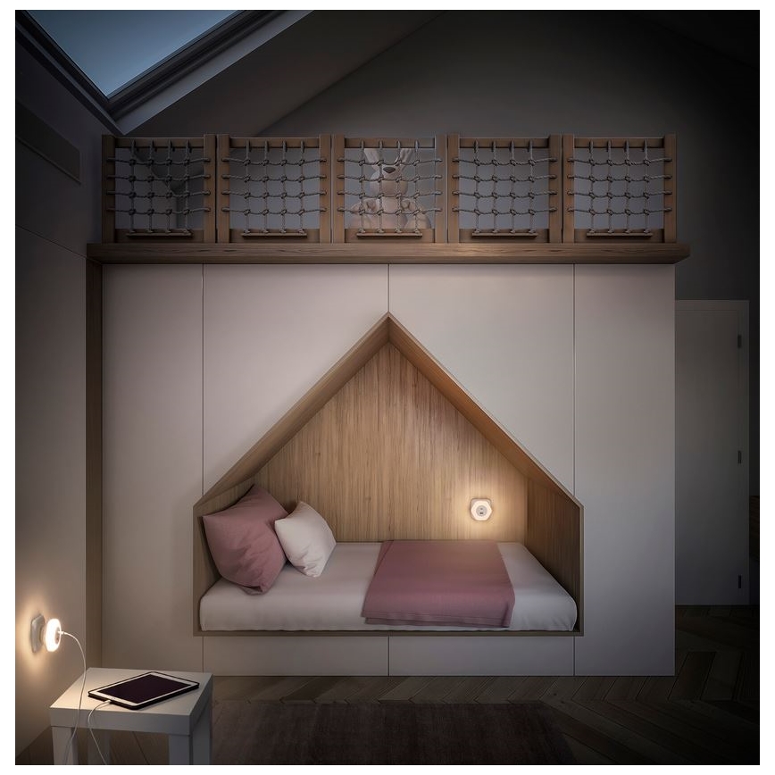 Ledvance - LED-Orientierungsleuchte für Steckdose mit USB LUNETTA LED/15W/230V