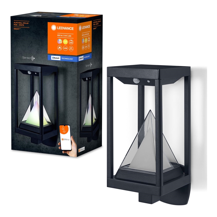 Ledvance - LED RGBW Dimmbare Solar-Wandleuchte mit Sensor SMART+ ALPS LED/6W/3,7V 2200 mAh 3000K IP44