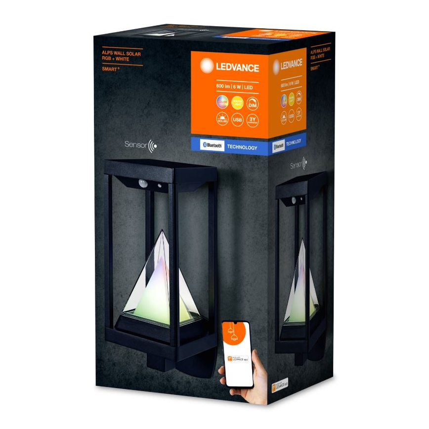Ledvance - LED RGBW Dimmbare Solar-Wandleuchte mit Sensor SMART+ ALPS LED/6W/3,7V 2200 mAh 3000K IP44