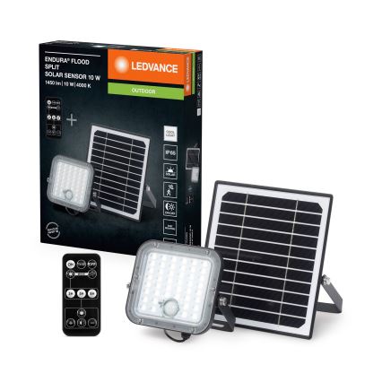 Ledvance - Dimmbarer LED-Solarstrahler mit Sensor FLOOD SPLIT LED/10W/3,2V 5000 mAh IP65 + Fernbedienung
