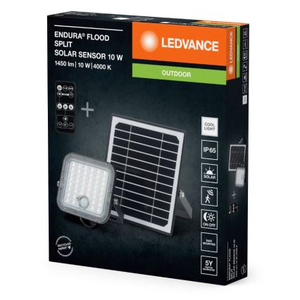 Ledvance - Dimmbarer LED-Solarstrahler mit Sensor FLOOD SPLIT LED/10W/3,2V 5000 mAh IP65 + Fernbedienung