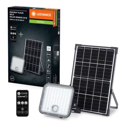 Ledvance - Dimmbarer LED-Solarstrahler mit Sensor FLOOD SPLIT LED/30W/6,4V 5000 mAh IP65 + Fernbedienung