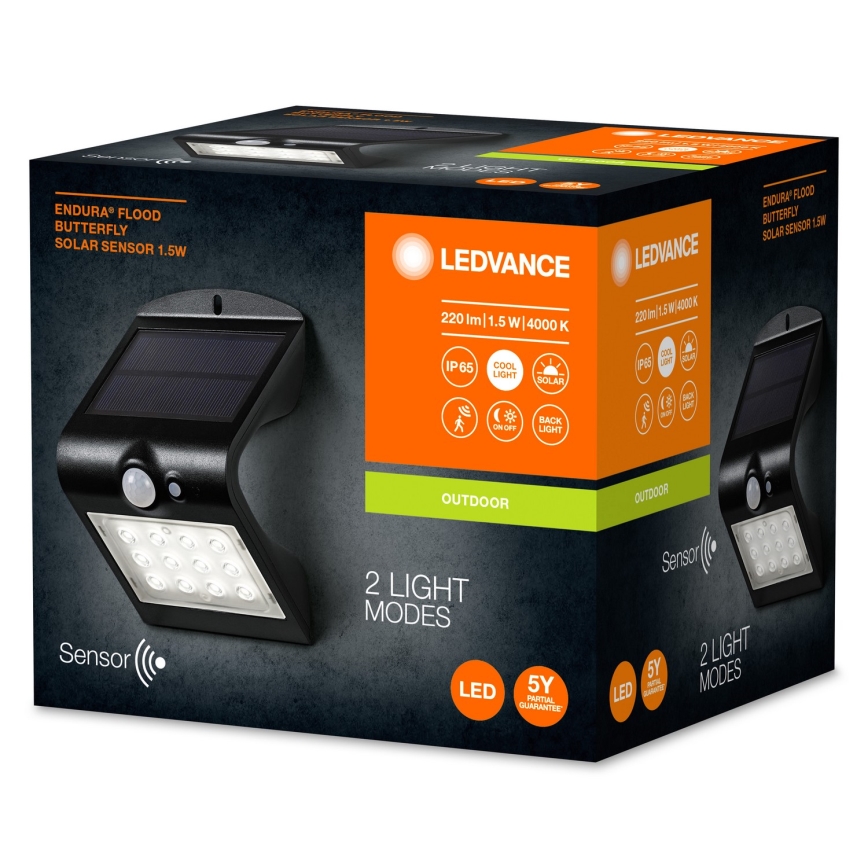 Ledvance - LED-Solarwandleuchte mit Sensor SCHMETTERLING LED/1,5W/3,7V 1200 mAh IP65