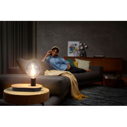 Ledvance - Touch-Tischlampe mit USB-Anschluss DECOR WOOD 1xE27/8W/230V Gummibaum