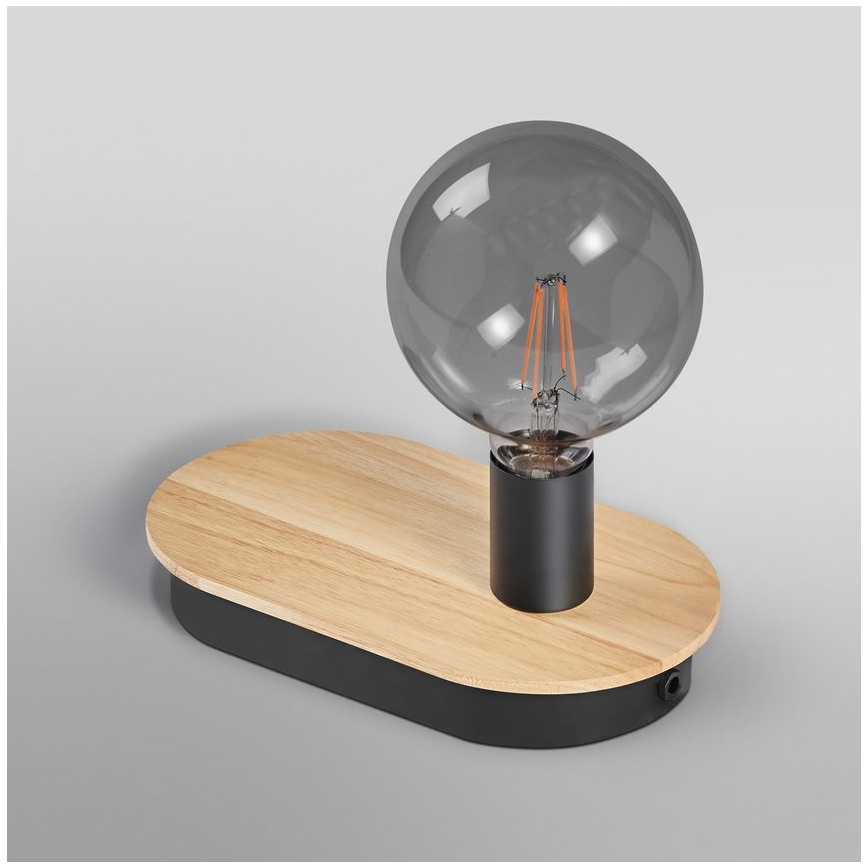 Ledvance - Touch-Tischlampe mit USB-Anschluss DECOR WOOD 1xE27/8W/230V Gummibaum