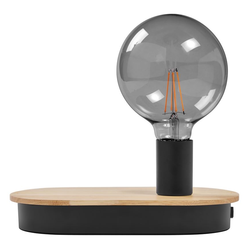Ledvance - Touch-Tischlampe mit USB-Anschluss DECOR WOOD 1xE27/8W/230V Gummibaum
