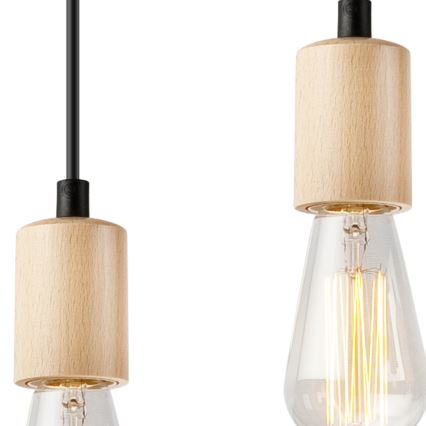 Deckenleuchte an Seil LEON 5xE27/60W/230V Buche