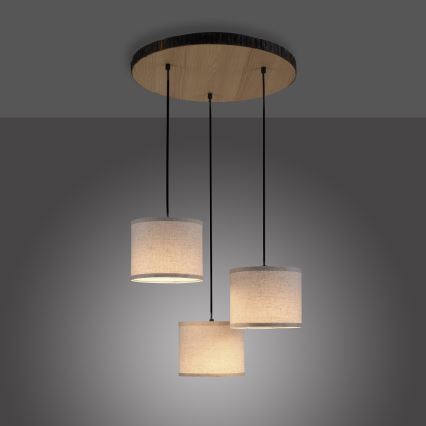 Leuchten Direkt 11236-79 - Hängeleuchte BARK 3xE27/40W/230V Holz