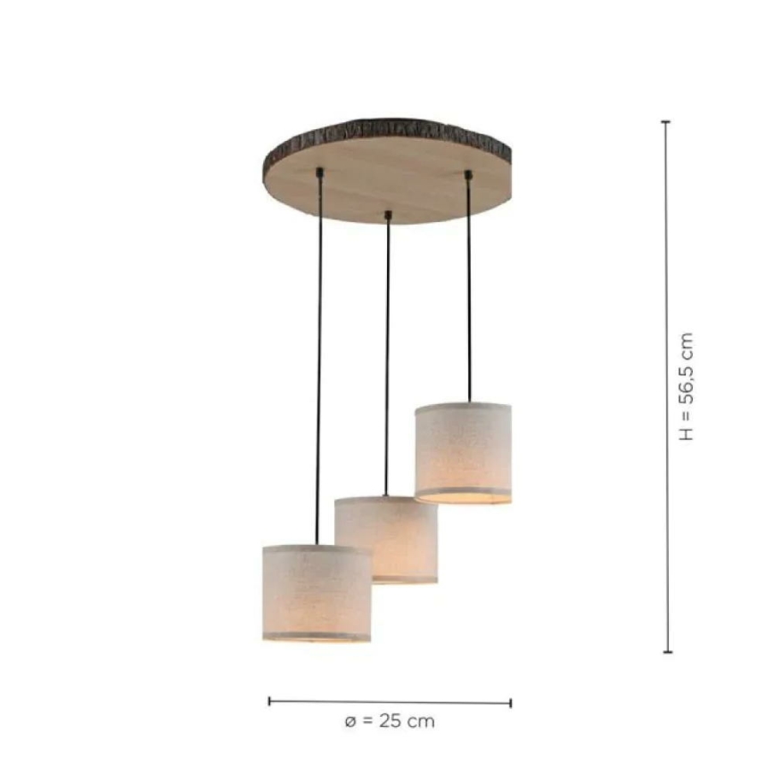 Leuchten Direkt 11236-79 - Hängeleuchte BARK 3xE27/40W/230V Holz