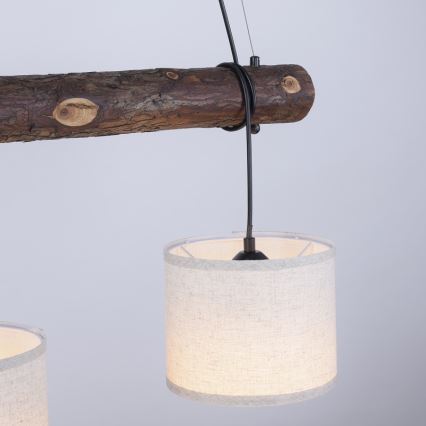 Leuchten Direkt 11238-79 - Hängeleuchte BARK 3xE27/40W/230V Holz