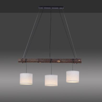 Leuchten Direkt 11238-79 - Hängeleuchte BARK 3xE27/40W/230V Holz