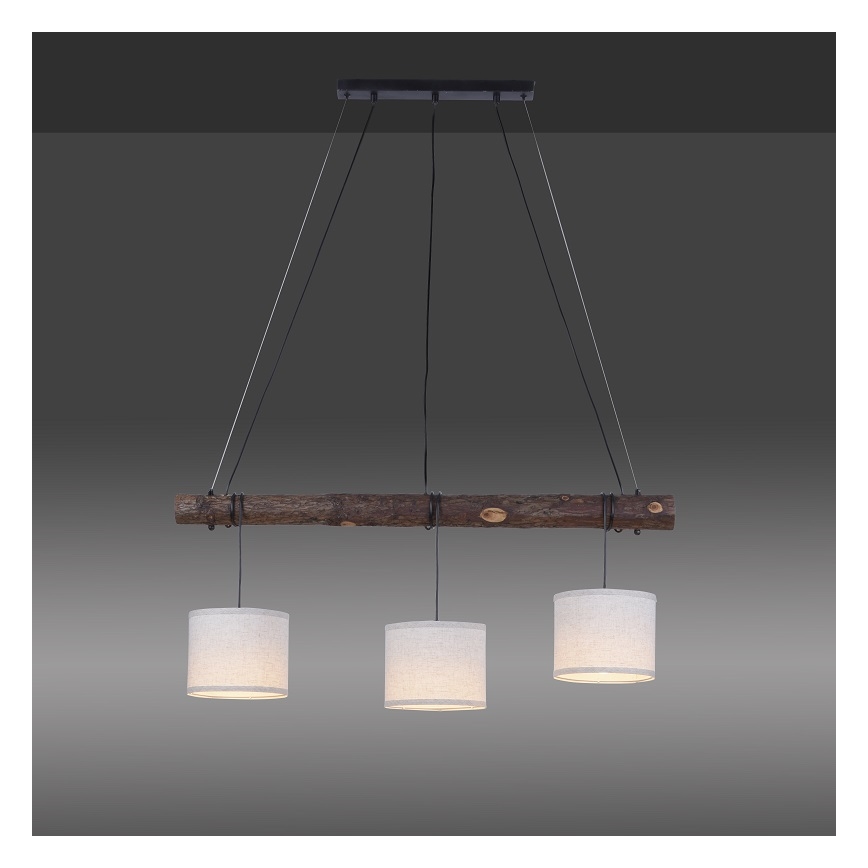Leuchten Direkt 11238-79 - Hängeleuchte BARK 3xE27/40W/230V Holz