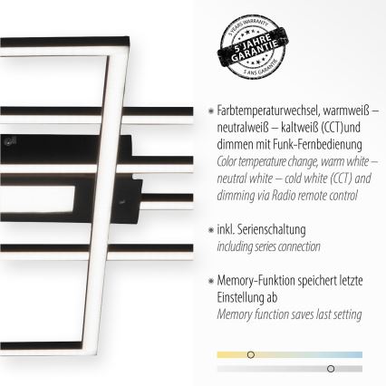 Leuchten Direkt 14693-18 - LED dimmbare Deckenleuchte ASMIN LED/48W/230V + Fernbedienung