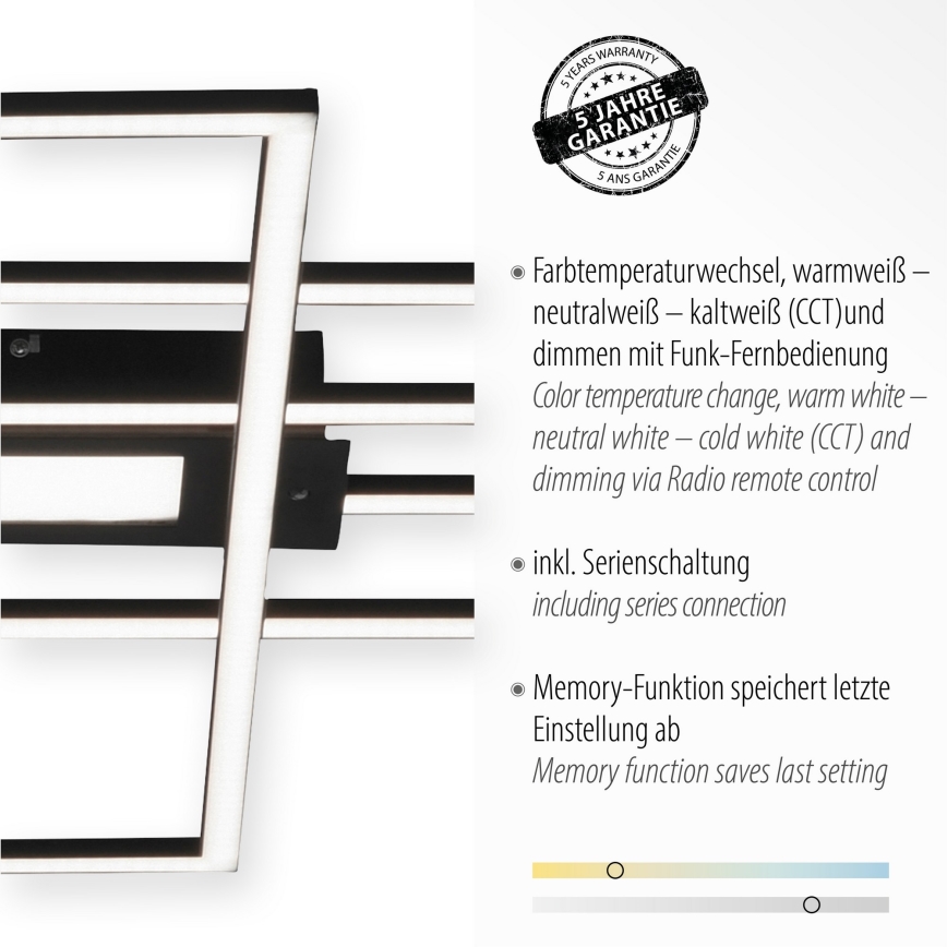 Leuchten Direkt 14693-18 - LED dimmbare Deckenleuchte ASMIN LED/48W/230V + Fernbedienung