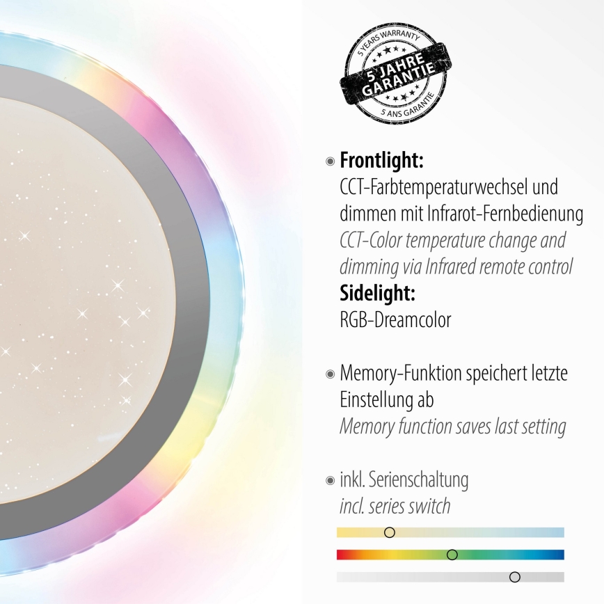 Leuchten Direkt 15411-21- LED RGB Dimmbares Deckenleuchte CYBA LED/26W/230V + Fernbedienung