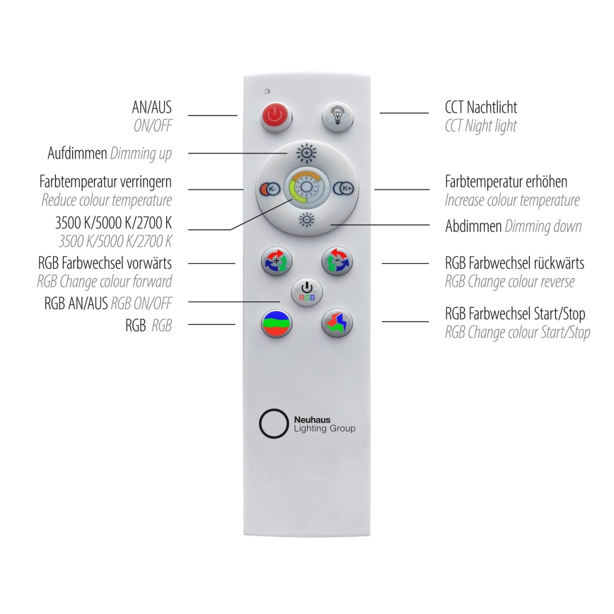 Leuchten Direkt 15411-21- LED RGB Dimmbares Deckenleuchte CYBA LED/26W/230V + Fernbedienung