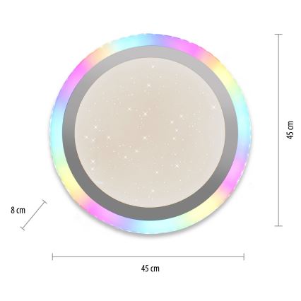 Leuchten Direkt 15411-21- LED RGB Dimmbares Deckenleuchte CYBA LED/26W/230V + Fernbedienung