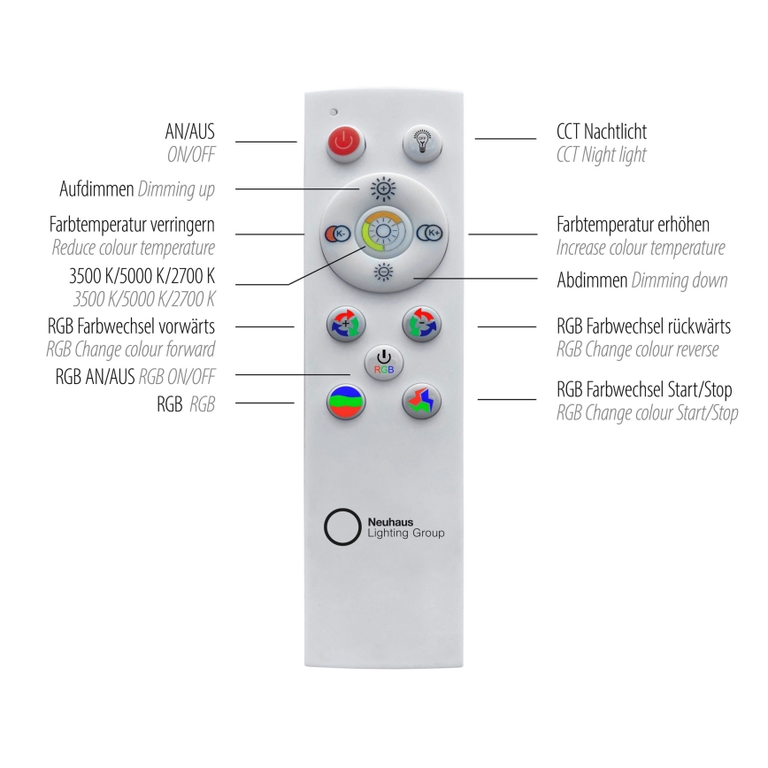Leuchten Direkt 15556-18 - LED RGBW dimmbare Deckenleuchte GALACTICA LED/32W/230V 2700-5000K + Fernbedienung