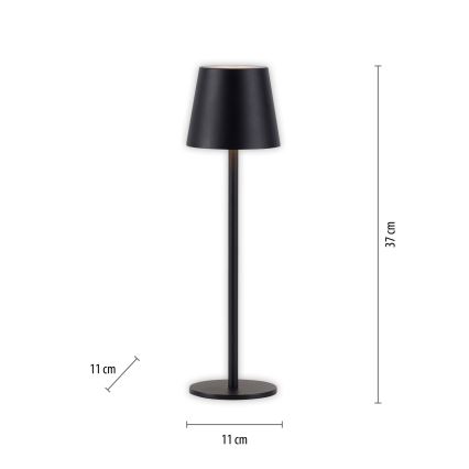 Leuchten Direkt 19250-18 - LED Außen dimmbare wiederaufladbare Tischlampe EURIA LED/3W/5V 2600 mAh IP54 schwarz