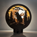 Li-Go 23574/DUB2 - dimmbare LED-Tischdekoration LED/12W/230V 20x22 cm Eiche/Wolf und Mond