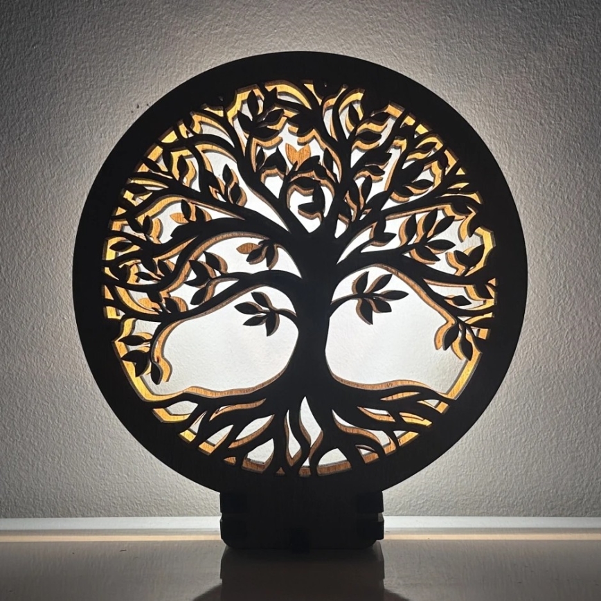 Li-Go 23577/DUB2 - LED, dimmbare Tischdekoration LED/12W/230V 20x22 cm Eiche/Baum des Lebens