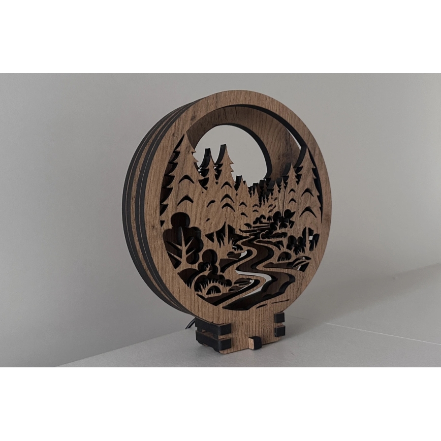 Li-Go 23580/DUB2 - dimmbare LED-Tischdekoration LED/12W/230V 20x22 cm Eiche/Im Wald