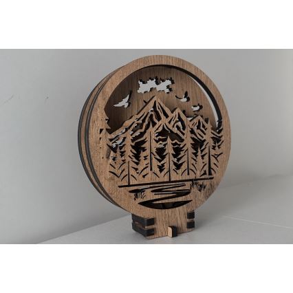 Li-Go 23583/DUB2 - LED-dimmbare Tischdekoration LED/12W/230V 20x22 cm Eiche/Berge und Wald