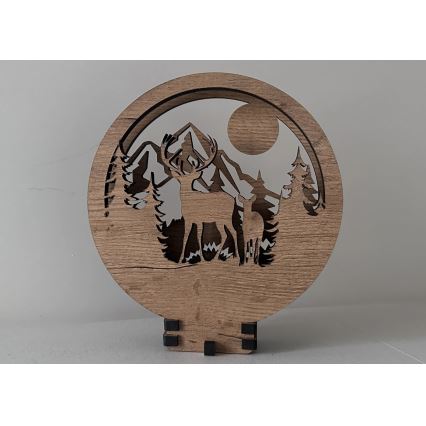 Li-Go 23592/DUB2 - Dimmbare LED-Tischdekoration LED/12W/230V 20x22 cm Eiche/Hirsch und Hirschkuh