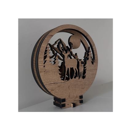 Li-Go 23592/DUB2 - Dimmbare LED-Tischdekoration LED/12W/230V 20x22 cm Eiche/Hirsch und Hirschkuh