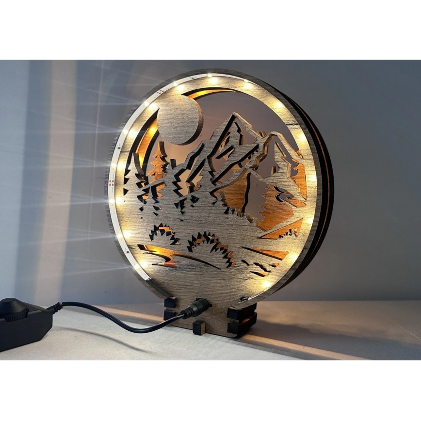 Li-Go 23592/DUB2 - Dimmbare LED-Tischdekoration LED/12W/230V 20x22 cm Eiche/Hirsch und Hirschkuh