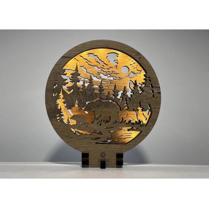 Li-Go 23595/DUB2 - LED-dimmbare Tischdekoration LED/12W/230V 20x22 cm Eiche/Bären