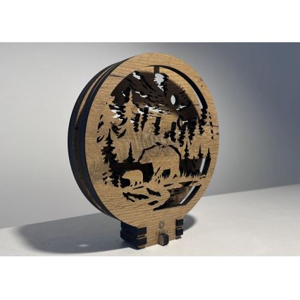 Li-Go 23595/DUB2 - LED-dimmbare Tischdekoration LED/12W/230V 20x22 cm Eiche/Bären