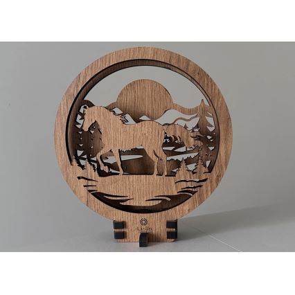 Li-Go 23598/DUB2 - Dimmbare LED-Tischdekoration LED/12W/230V 20x22 cm Eiche/Pferd