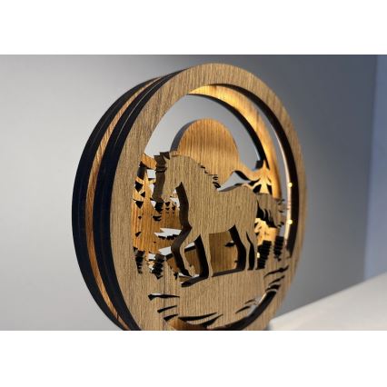 Li-Go 23598/DUB2 - Dimmbare LED-Tischdekoration LED/12W/230V 20x22 cm Eiche/Pferd