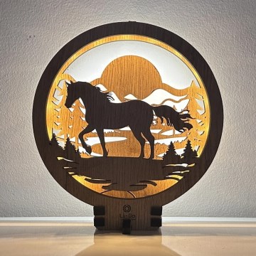 Li-Go 23598/DUB2 - Dimmbare LED-Tischdekoration LED/12W/230V 20x22 cm Eiche/Pferd