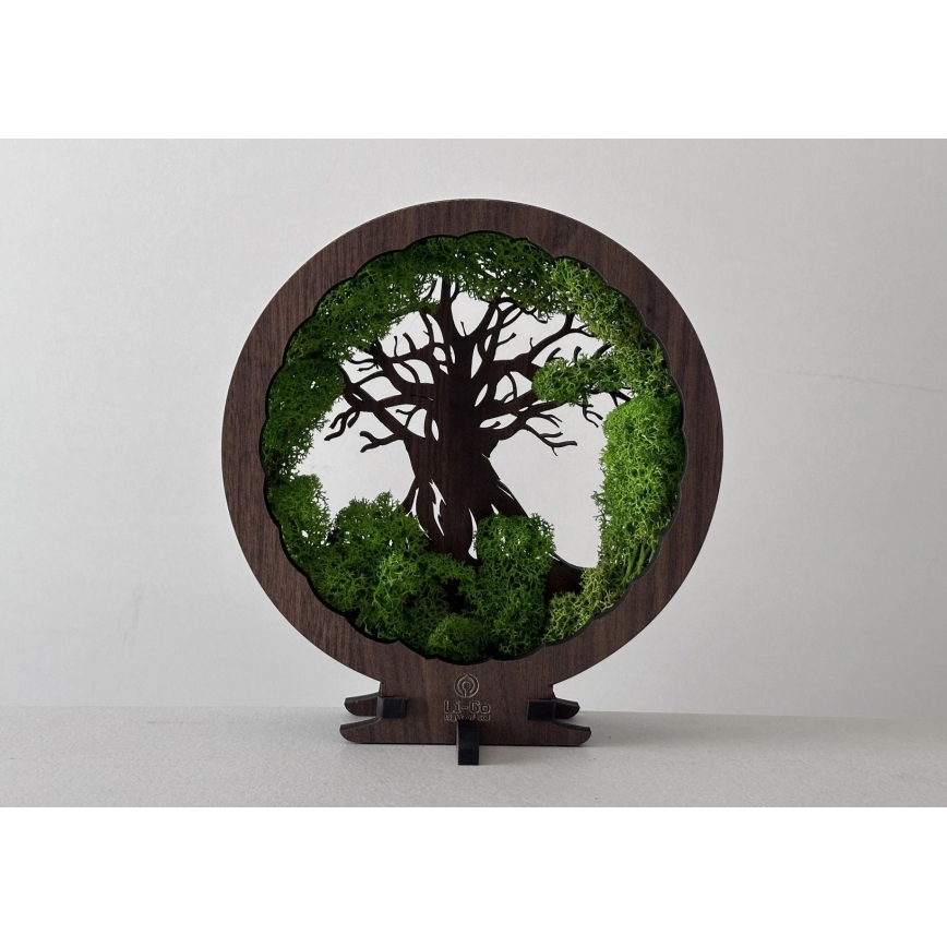 Li-Go 23604/DUB2 - Dimmbare LED-Tischdekoration LED/12W/230V 20x22 cm Eiche/Moos und Baum