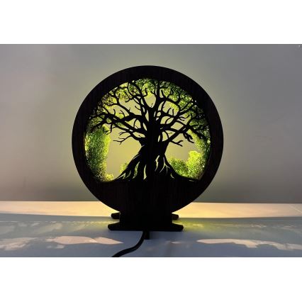 Li-Go 23604/DUB2 - Dimmbare LED-Tischdekoration LED/12W/230V 20x22 cm Eiche/Moos und Baum