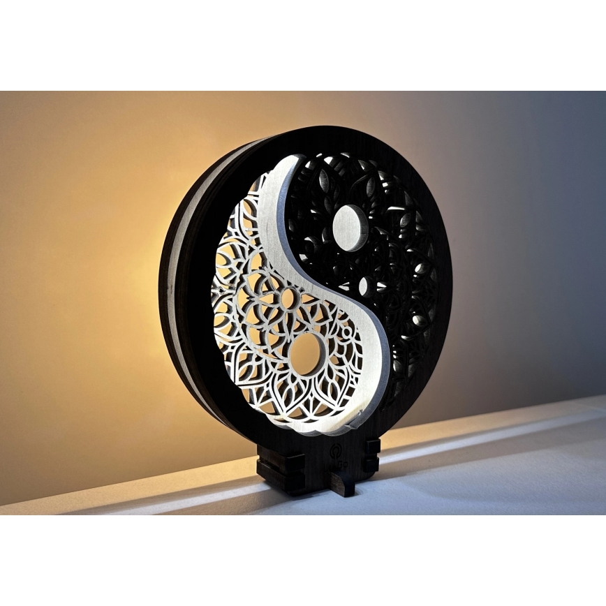 Li-Go 23607/O - Dimmbare LED-Tischdekoration LED/12W/230V 20x22 cm Nussbaum/Yin Yang