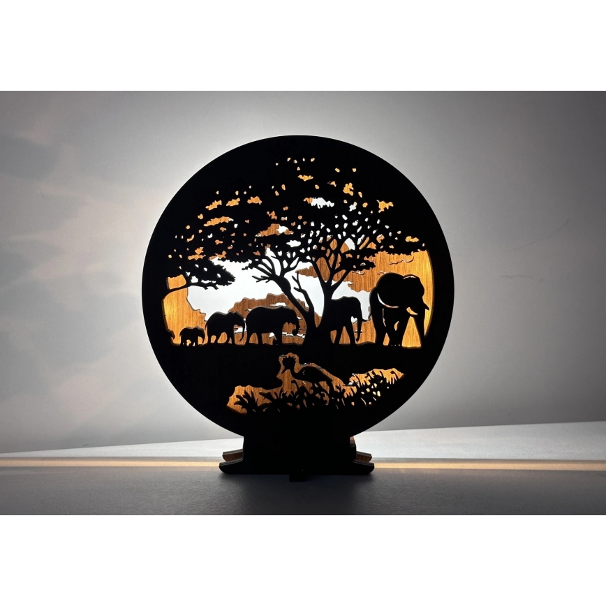 Li-Go 23610/DUB2 - LED-dimmbare Tischdekoration LED/12W/230V 20x22 cm Eiche/Elefanten