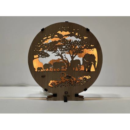 Li-Go 23610/DUB2 - LED-dimmbare Tischdekoration LED/12W/230V 20x22 cm Eiche/Elefanten