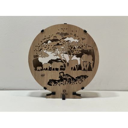 Li-Go 23610/DUB2 - LED-dimmbare Tischdekoration LED/12W/230V 20x22 cm Eiche/Elefanten