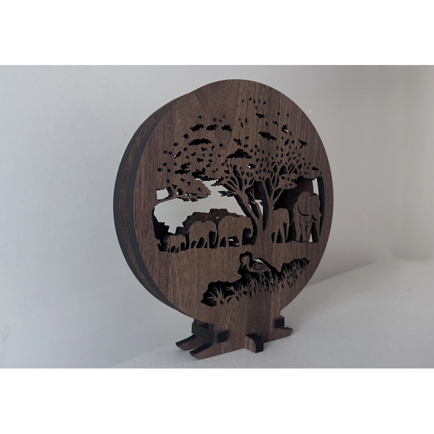 Li-Go 23610/DUB2 - LED-dimmbare Tischdekoration LED/12W/230V 20x22 cm Eiche/Elefanten